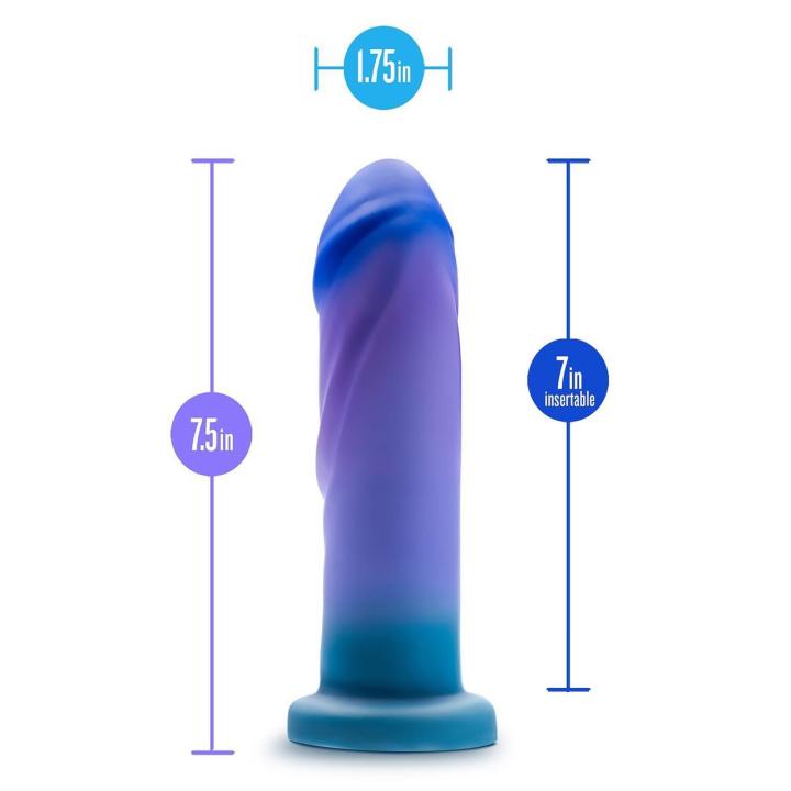Dildo analno-waginalne z przyssawką 19,7 cm, żłobienia, silikon premium