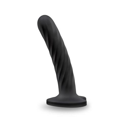 Czarne dildo silikonowe z przyssawką do uprzęży, smukłe 11,4 cm