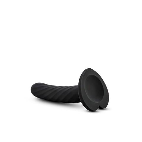Czarne dildo silikonowe z przyssawką do uprzęży, smukłe 11,4 cm
