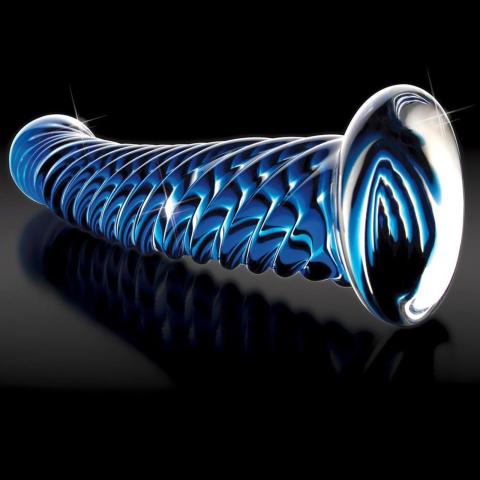 Szklane dildo niebieskie 19 cm do masażu i gry temperaturą