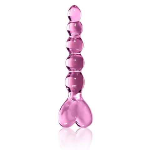 Różowe szklane dildo do gry temperaturą 20 cm – masaż i gładkie szkło