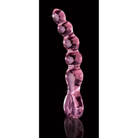 Różowe szklane dildo do gry temperaturą 20 cm – masaż i gładkie szkło