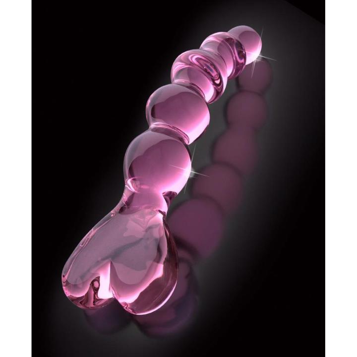 Różowe szklane dildo do gry temperaturą 20 cm – masaż i gładkie szkło