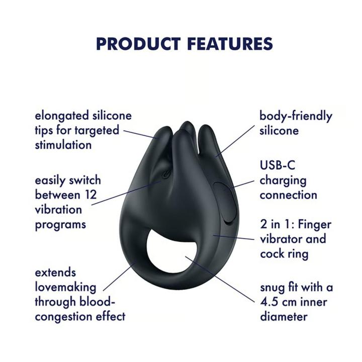 Satisfyer Perfect Pair 1 – wibrujący pierścień na penisa i masażer 2w1