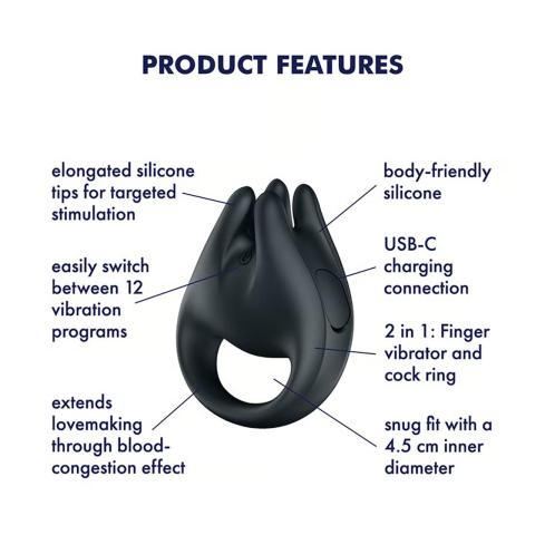 Satisfyer Perfect Pair 1 – wibrujący pierścień na penisa i masażer 2w1