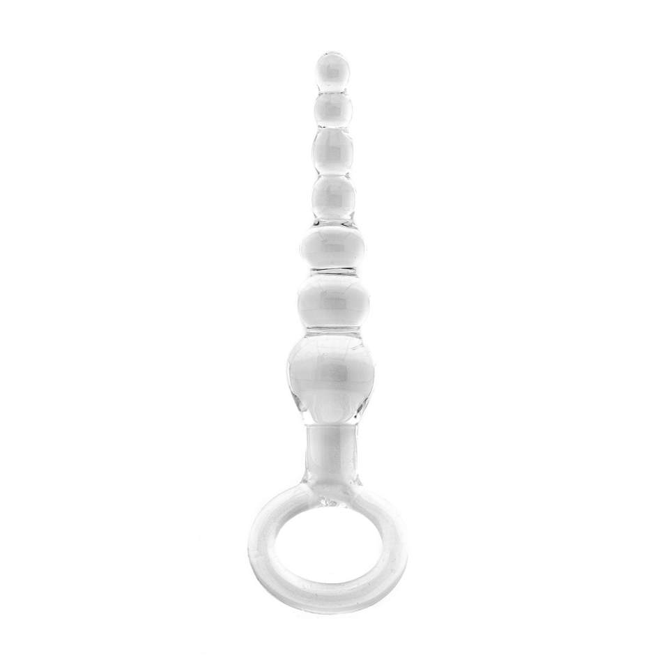 Transparentne szklane dildo z ergonomicznym pierścieniem