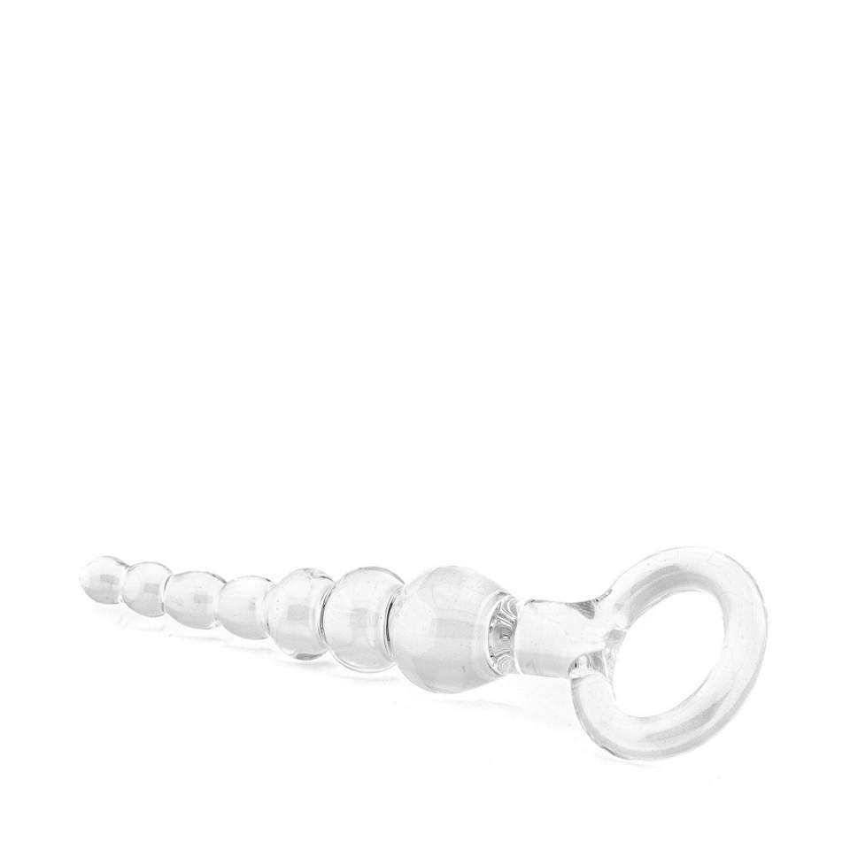 Transparentne szklane dildo z ergonomicznym pierścieniem