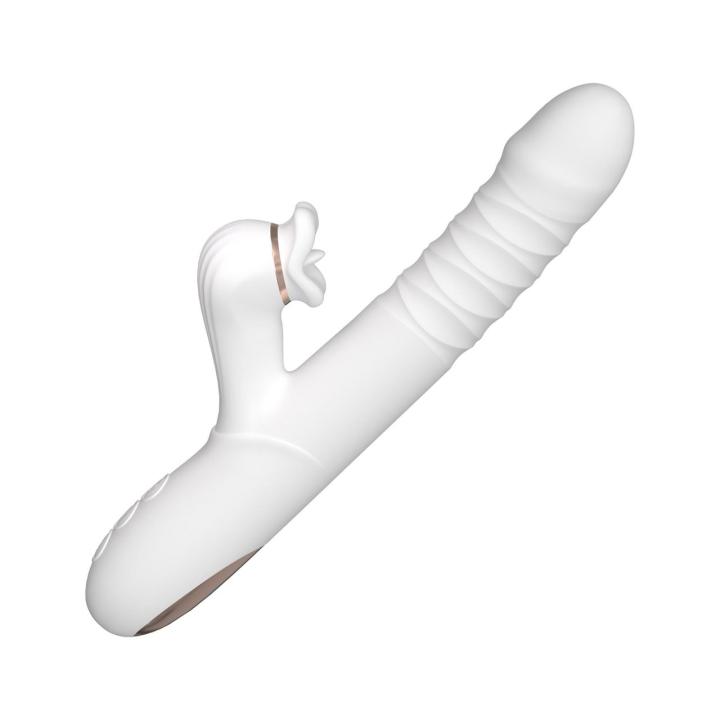 Wibrator króliczek z rotacją i języczkiem do łechtaczki 23,5 cm, 7+7 trybów