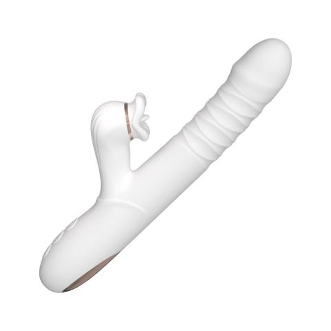 Wibrator króliczek z rotacją i języczkiem do łechtaczki 23,5 cm, 7+7 trybów