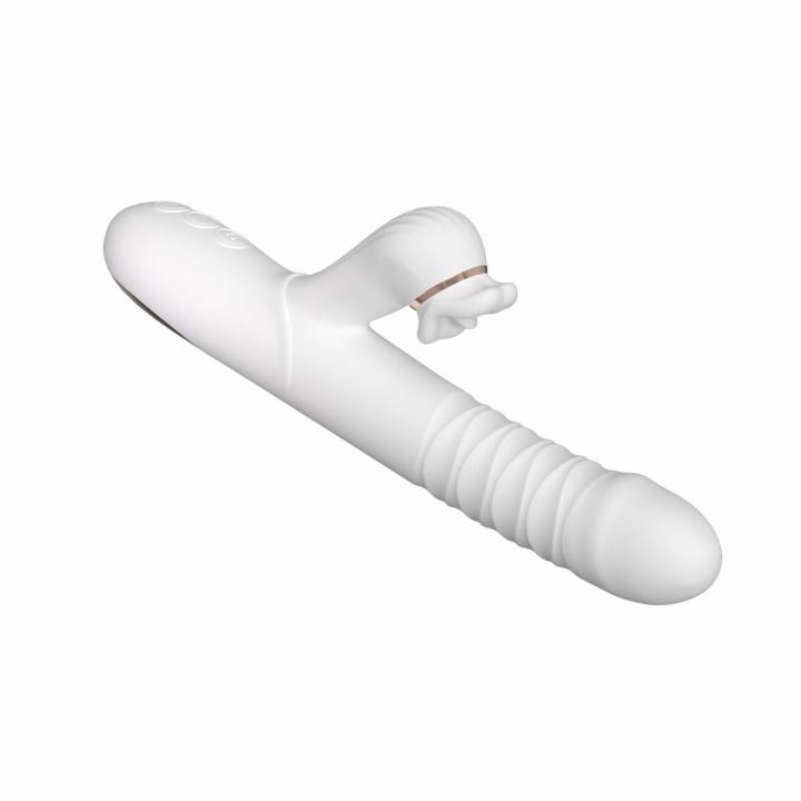 Wibrator króliczek z rotacją i języczkiem do łechtaczki 23,5 cm, 7+7 trybów