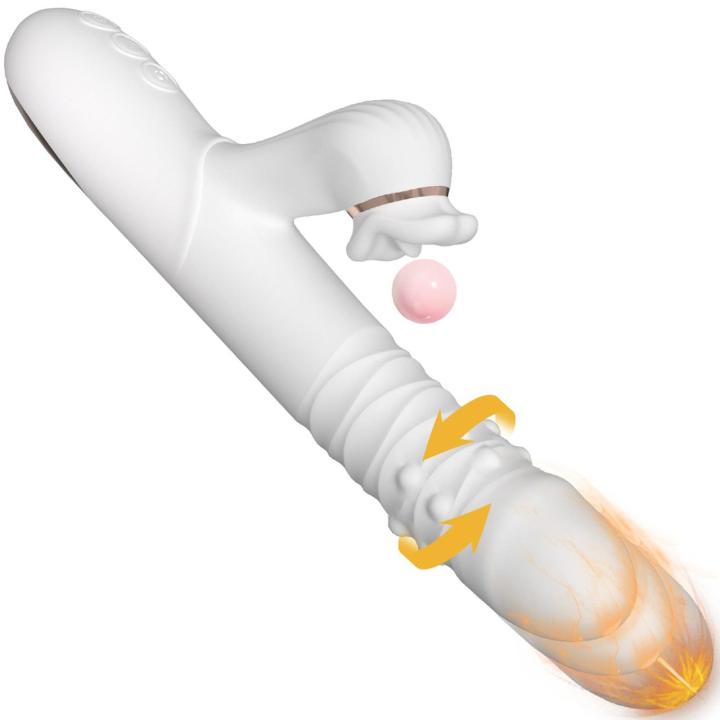 Wibrator króliczek z rotacją i języczkiem do łechtaczki 23,5 cm, 7+7 trybów