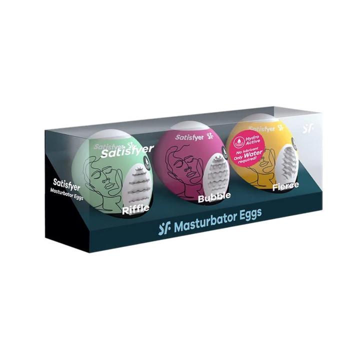 Satisfyer Eggcited 3‑pak jajek masturbacyjnych | Bez lubrykantu | Loris.pl