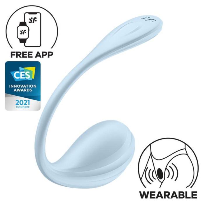 Satisfyer Smooth Petal Light Blue – wibrator z aplikacją, silikon, IPX7 | Loris.pl