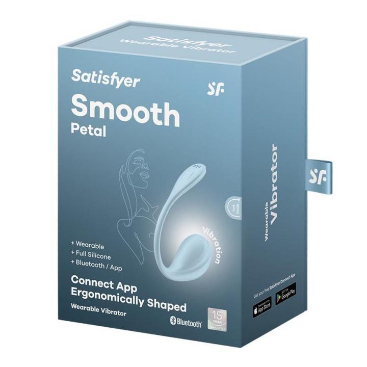 Satisfyer Smooth Petal Light Blue – wibrator z aplikacją, silikon, IPX7 | Loris.pl