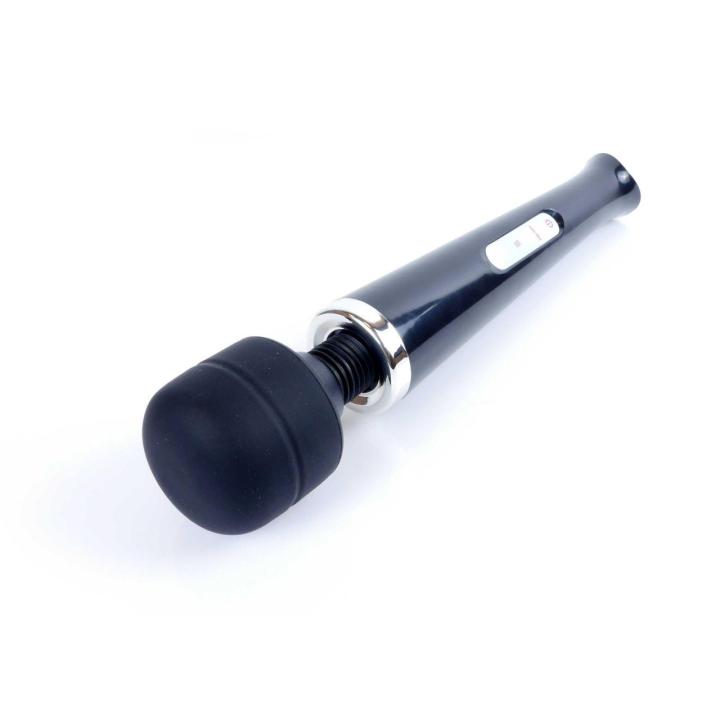 Czarny masażer różdżka USB 10 trybów wibracji – elastyczna główka