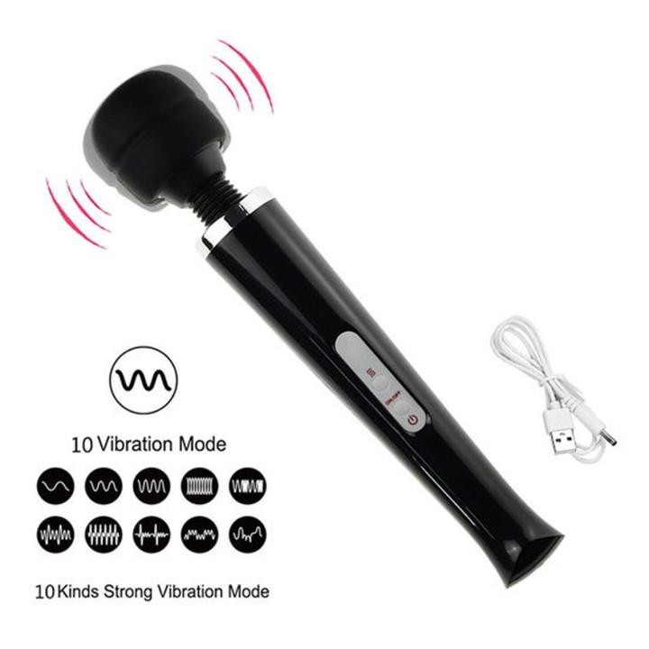 Różowy masażer wand USB 10 trybów wibracji – elastyczna główka