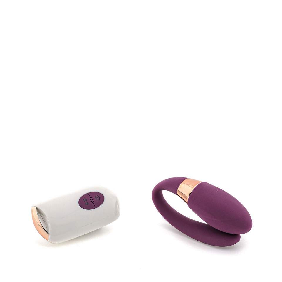 Fioletowy silikonowy wibrator dla par 2 w 1 ze zdalnym sterowaniem