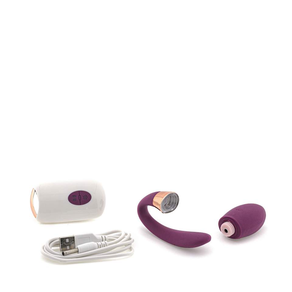 Fioletowy silikonowy wibrator dla par 2 w 1 ze zdalnym sterowaniem