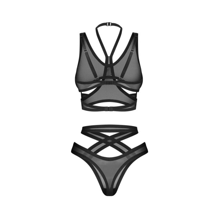 Obsessive Mercuris – komplet top i stringi z transparentnego meshu | Loris.pl