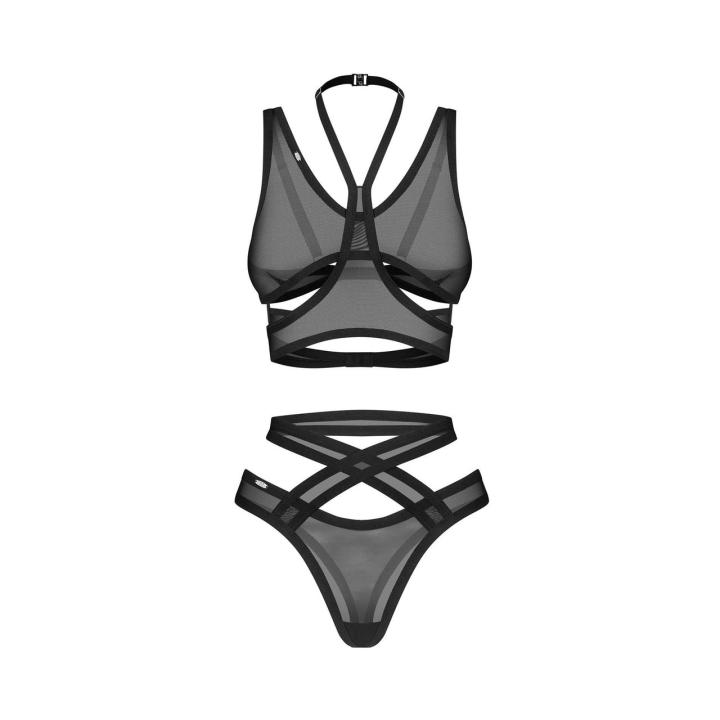 Obsessive Mercuris – komplet top i stringi z transparentnego meshu | Loris.pl