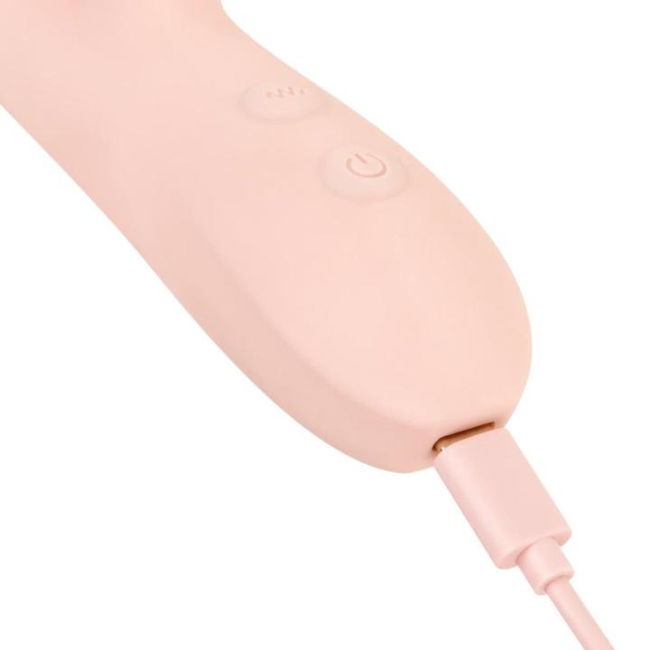 Wibrator króliczek z ruchem posuwistym i wibracjami USB-C, różowy silikon IPX7