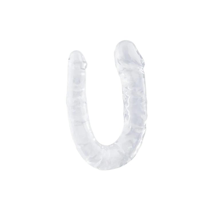Dwustronne dildo 29 cm transparentne - elastyczne i zakrzywione