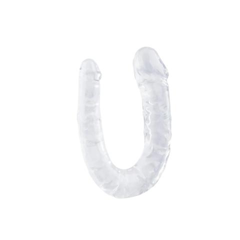 Dwustronne dildo 29 cm transparentne - elastyczne i zakrzywione