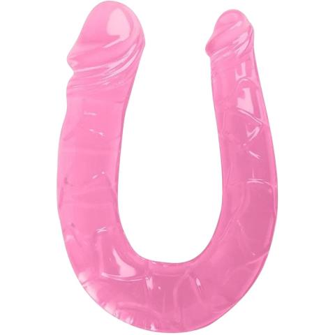 Dildo dwustronne elastyczne 29 cm różowe transparentne