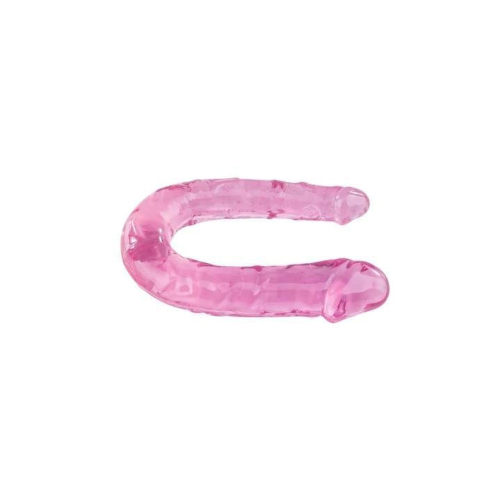 Dildo dwustronne elastyczne 29 cm różowe transparentne