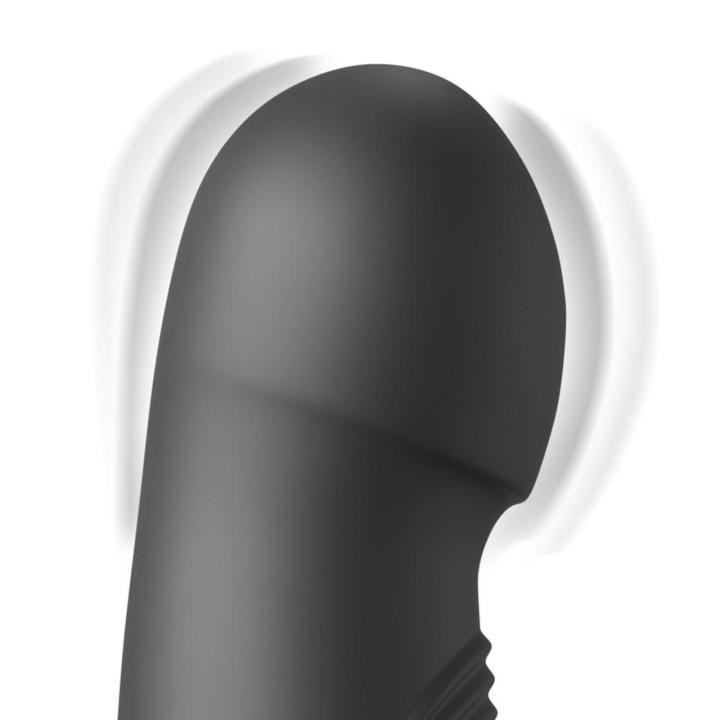 Czarny wibrator thruster z przyssawką, rotacją i 10 trybami wibracji