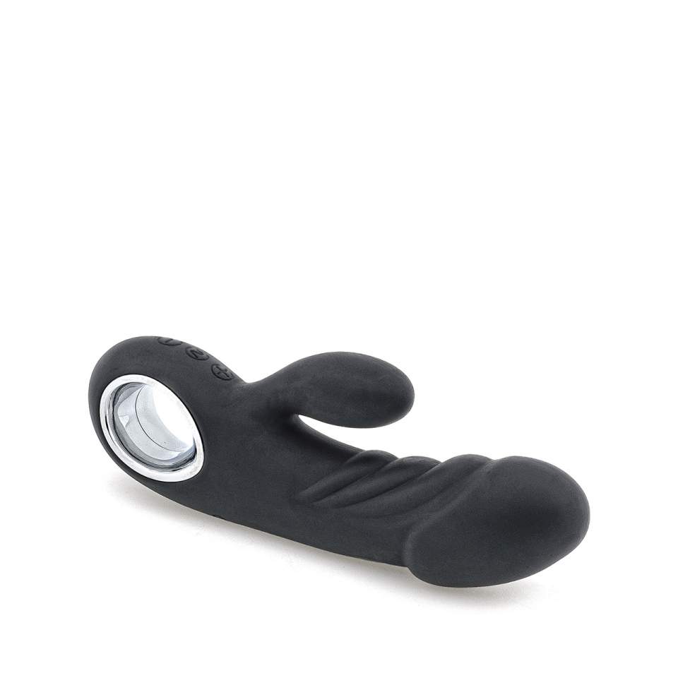 Czarny silikonowy wibrator króliczek do masażu pochwy i stymulacji łechtaczki