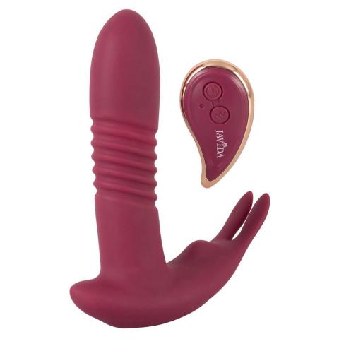 Wibrator hands-free z pilotem, posuwem i stymulatorem łechtaczki