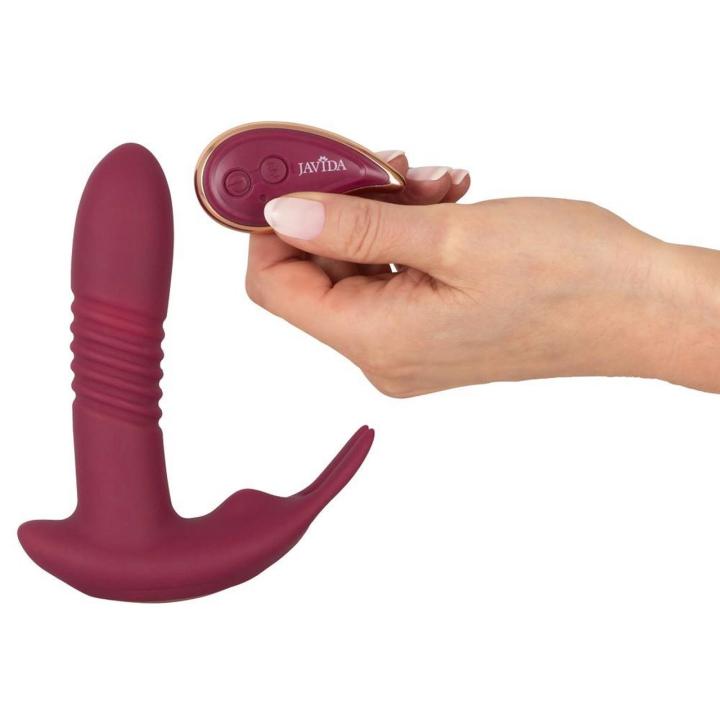 Wibrator hands-free z pilotem, posuwem i stymulatorem łechtaczki