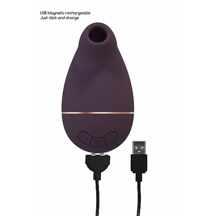 Wodoodporny stymulator łechtaczki fioletowy – cichy, ładowanie magnetyczne USB