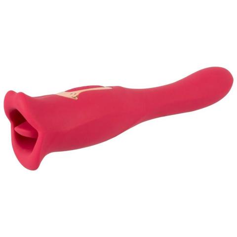 Dwustronny stymulator oralny z ruchomymi ustami i wibratorem 22,2 cm