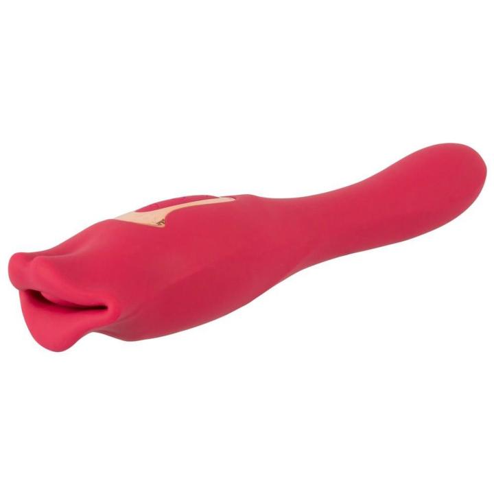 Dwustronny stymulator oralny z ruchomymi ustami i wibratorem 22,2 cm