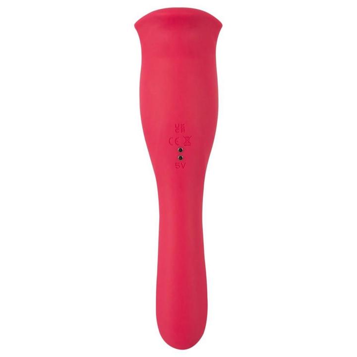 Dwustronny stymulator oralny z ruchomymi ustami i wibratorem 22,2 cm