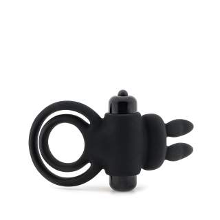 Czarny silikonowy pierścienień z wypustkami w kształcie króliczka