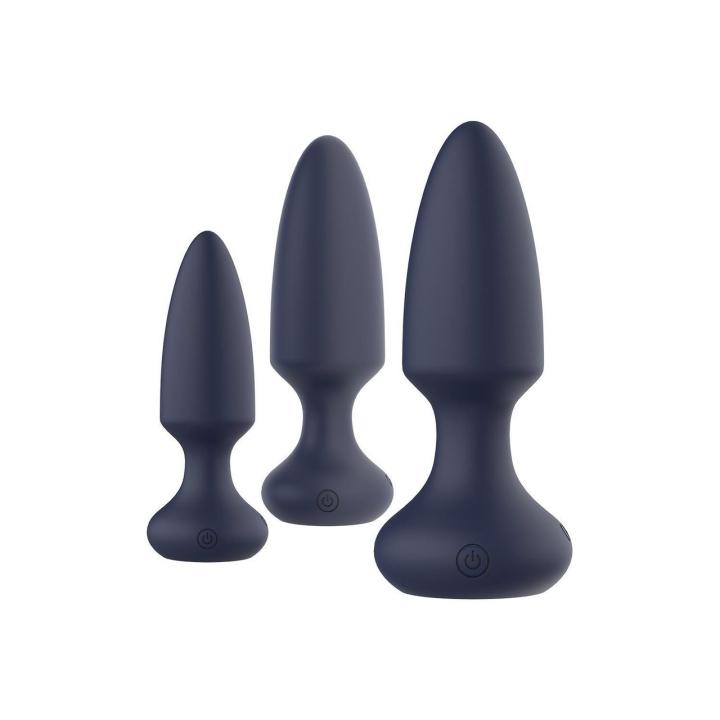 Wibrujący zestaw korków analnych 3 szt. do treningu | 10 trybów | USB