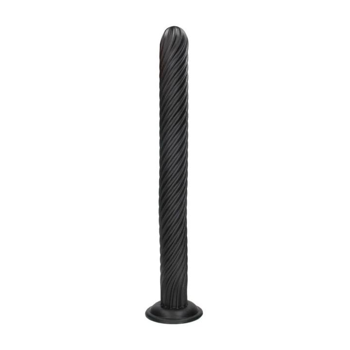 Spiralny korek analny XL z przyssawką 48 cm czarny