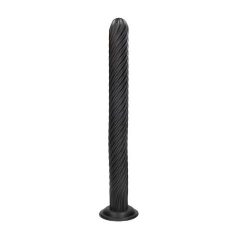 Spiralny korek analny XL z przyssawką 48 cm czarny