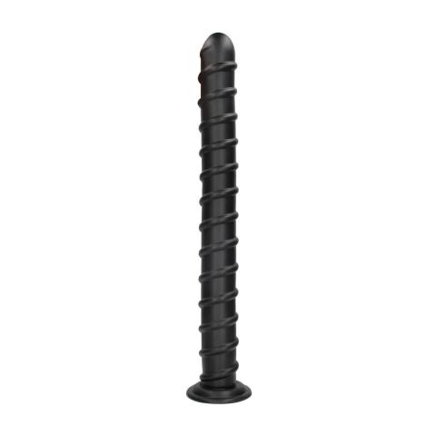 Spiralny pręt analny XL z przyssawką 56,5 cm czarny