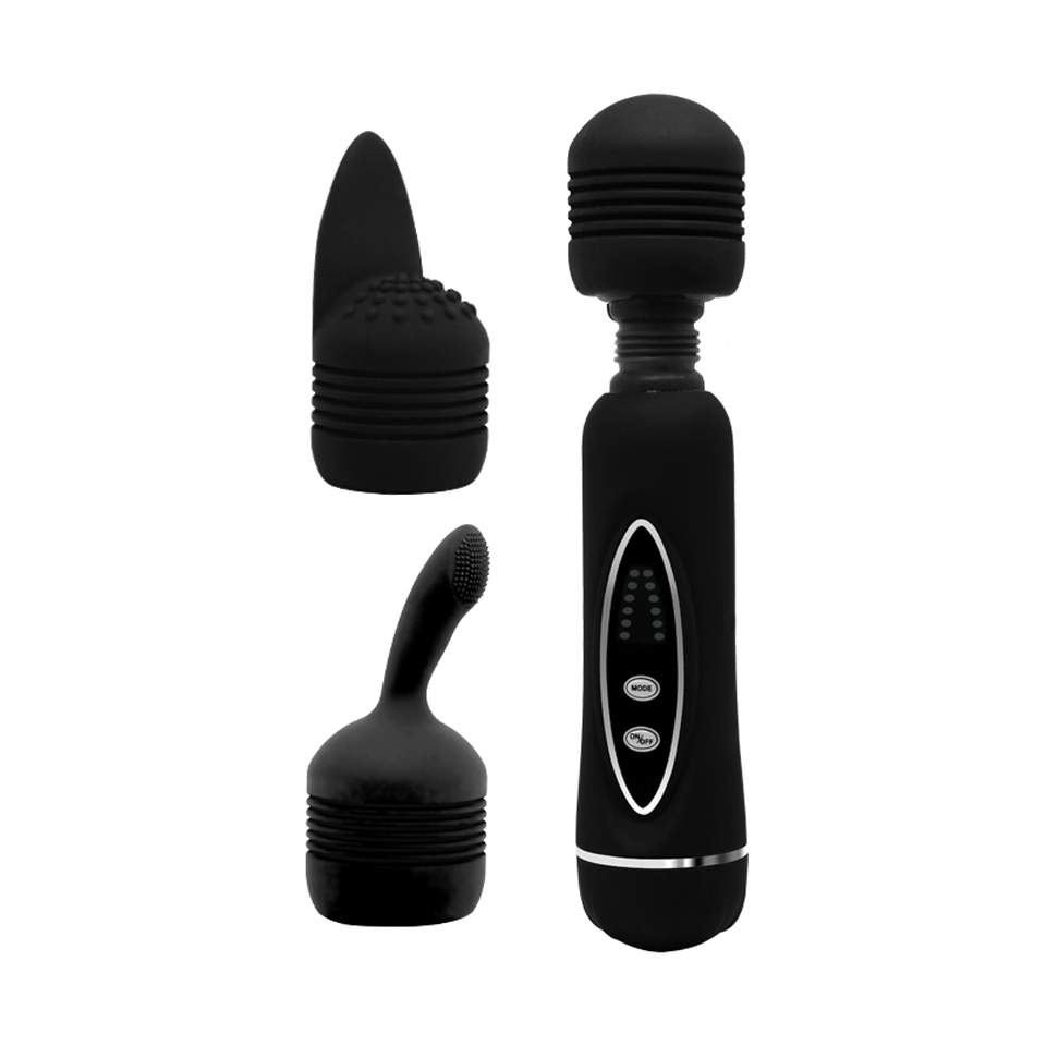 Elegancki wibrująco-pulsacyjny masażer z wymiennymi główkami