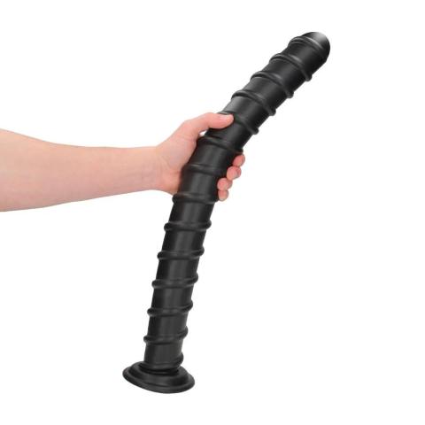 Spiralny pręt analny XL z przyssawką 56,5 cm czarny