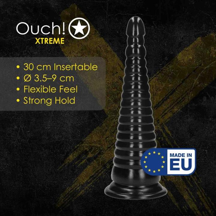 Stożkowy korek analny XL z przyssawką 30 cm czarny