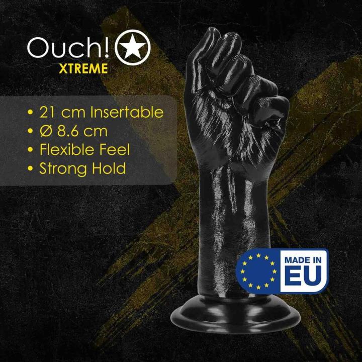 Realistyczne dildo do fistingu 21 cm czarne z przyssawką