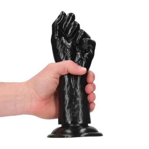 Realistyczne dildo do fistingu 21 cm czarne z przyssawką