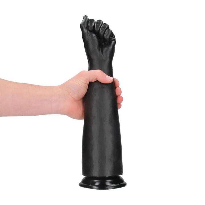 Realistyczne dildo do fistingu XL 35 cm czarne z przyssawką