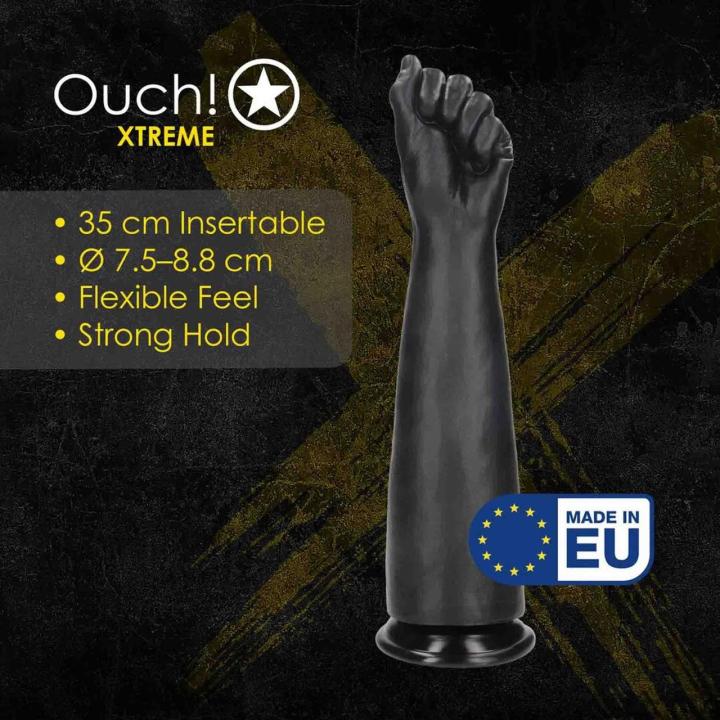 Realistyczne dildo do fistingu XL 35 cm czarne z przyssawką