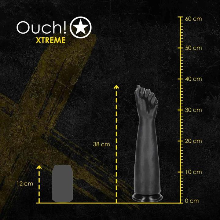 Realistyczne dildo do fistingu XL 35 cm czarne z przyssawką